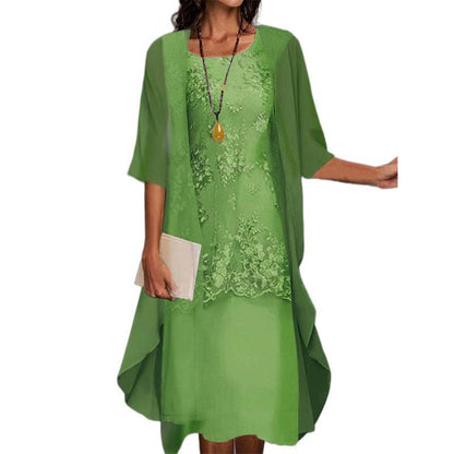 Ensemble robe formelle mi-genou et cardigan pour femme