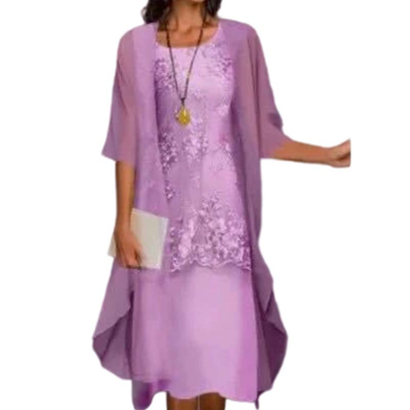 Ensemble robe formelle mi-genou et cardigan pour femme