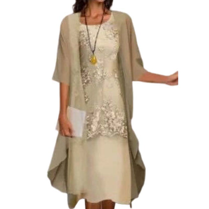 Ensemble robe formelle mi-genou et cardigan pour femme