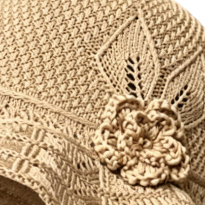 📢⏰👒 PROMO -50% ! Chapeau Bob au Crochet pour Femme avec Fleur – Bord Large, Sangle Menton, 5 Couleurs (Coton)