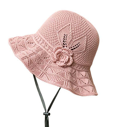 📢⏰👒 PROMO -50% ! Chapeau Bob au Crochet pour Femme avec Fleur – Bord Large, Sangle Menton, 5 Couleurs (Coton)