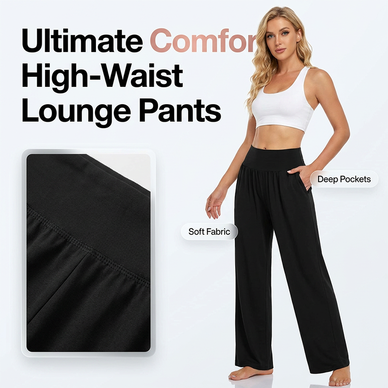 Pantalon de yoga et de détente à taille haute pour femme, avec poche