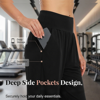 Pantalon de yoga et de détente à taille haute pour femme, avec poche
