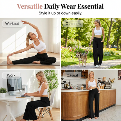 Pantalon de yoga et de détente à taille haute pour femme, avec poche