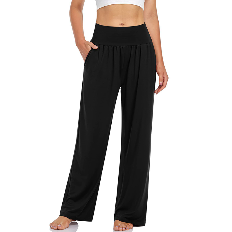 Pantalon de yoga et de détente à taille haute pour femme, avec poche