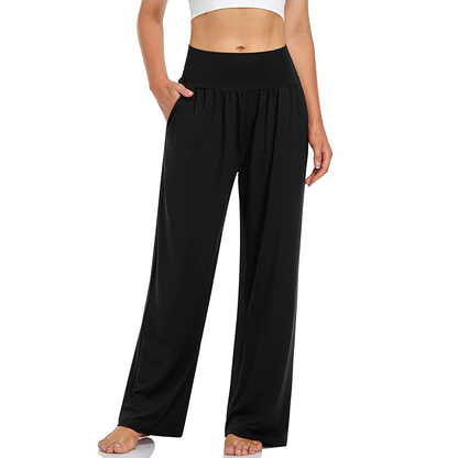 Pantalon de yoga et de détente à taille haute pour femme, avec poche