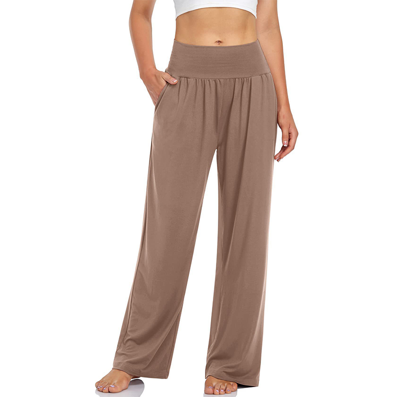 Pantalon de yoga et de détente à taille haute pour femme, avec poche