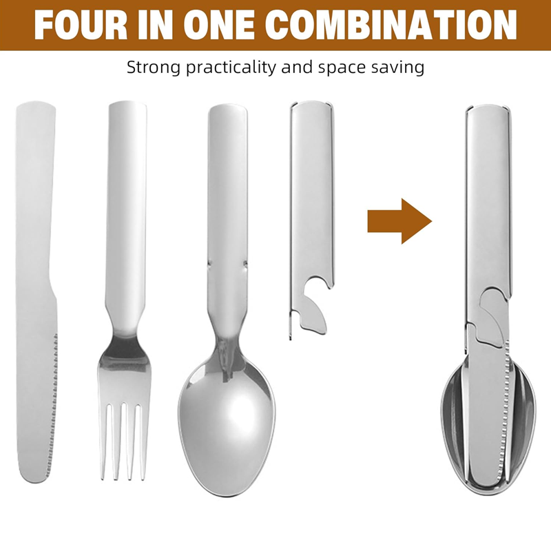 Set de couverts de voyage 4 en 1 en acier inoxydabl