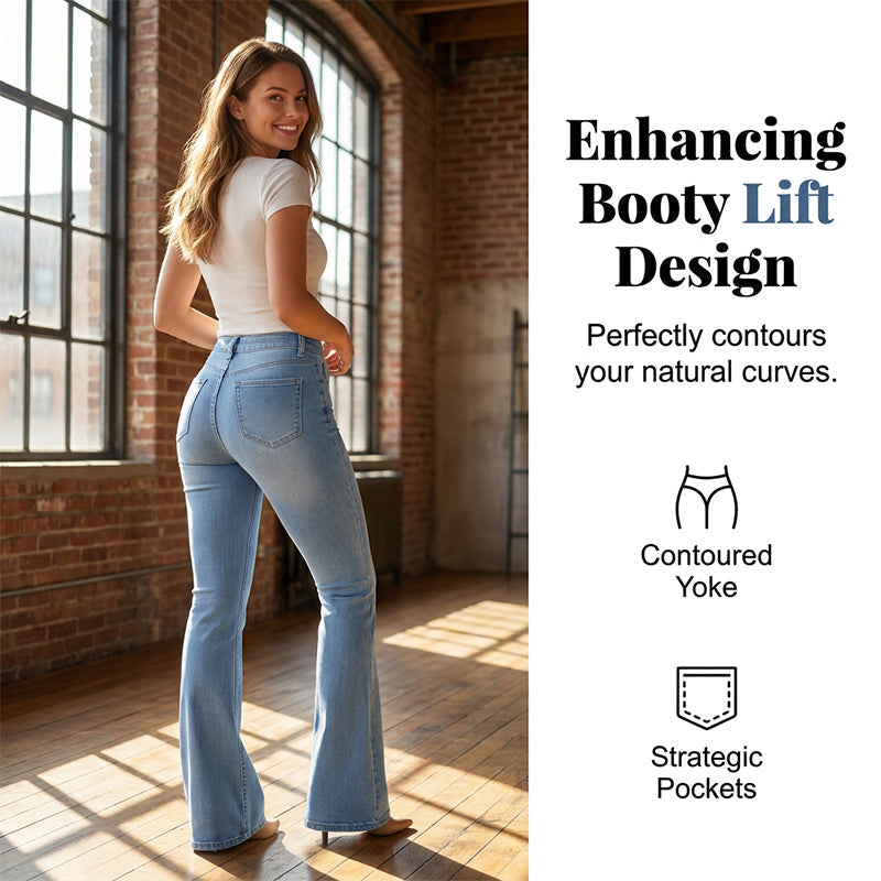 Jean évasé extensible à taille haute pour femme