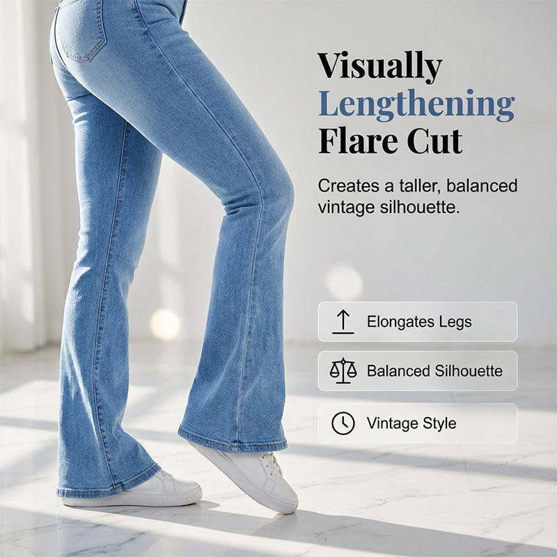 Jean évasé extensible à taille haute pour femme