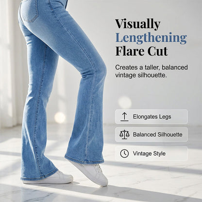 Jean évasé extensible à taille haute pour femme