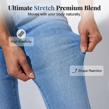 Jean évasé extensible à taille haute pour femme