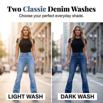 Jean évasé extensible à taille haute pour femme