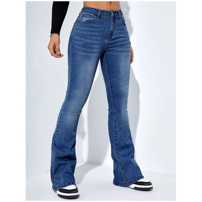 Jean évasé extensible à taille haute pour femme