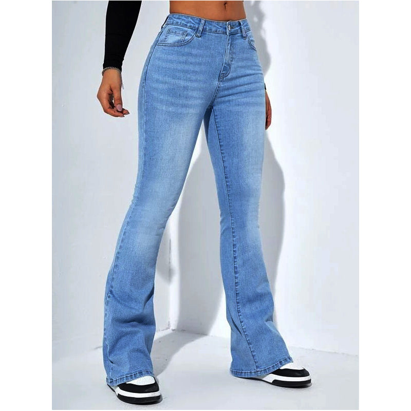 Jean évasé extensible à taille haute pour femme