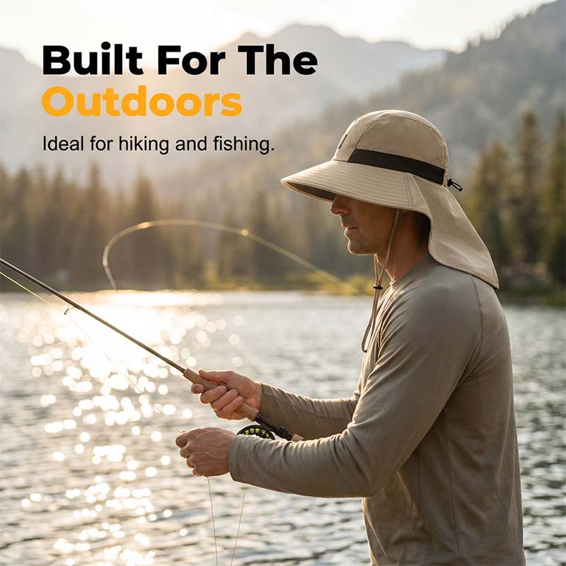 🧢☀️ Chapeau à larges bords avec protection UPF 50+ et cache-cou 🛡️🌿