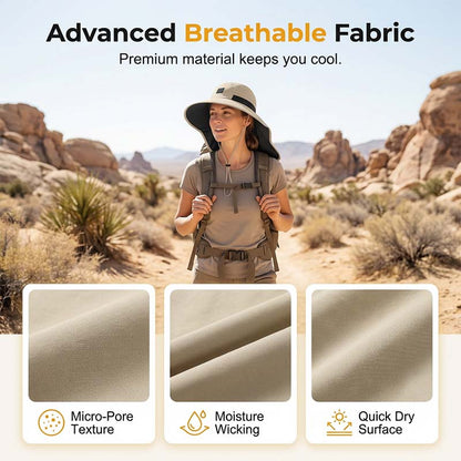 🧢☀️ Chapeau à larges bords avec protection UPF 50+ et cache-cou 🛡️🌿