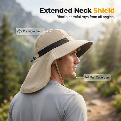 🧢☀️ Chapeau à larges bords avec protection UPF 50+ et cache-cou 🛡️🌿