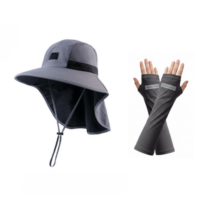 🧢☀️ Chapeau à larges bords avec protection UPF 50+ et cache-cou 🛡️🌿