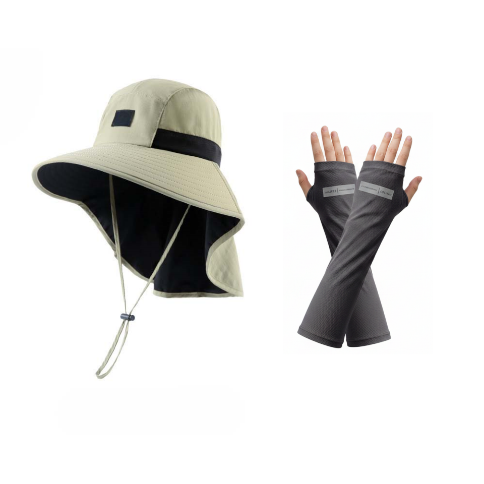 🧢☀️ Chapeau à larges bords avec protection UPF 50+ et cache-cou 🛡️🌿