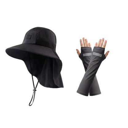 🧢☀️ Chapeau à larges bords avec protection UPF 50+ et cache-cou 🛡️🌿
