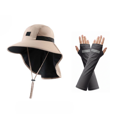 🧢☀️ Chapeau à larges bords avec protection UPF 50+ et cache-cou 🛡️🌿