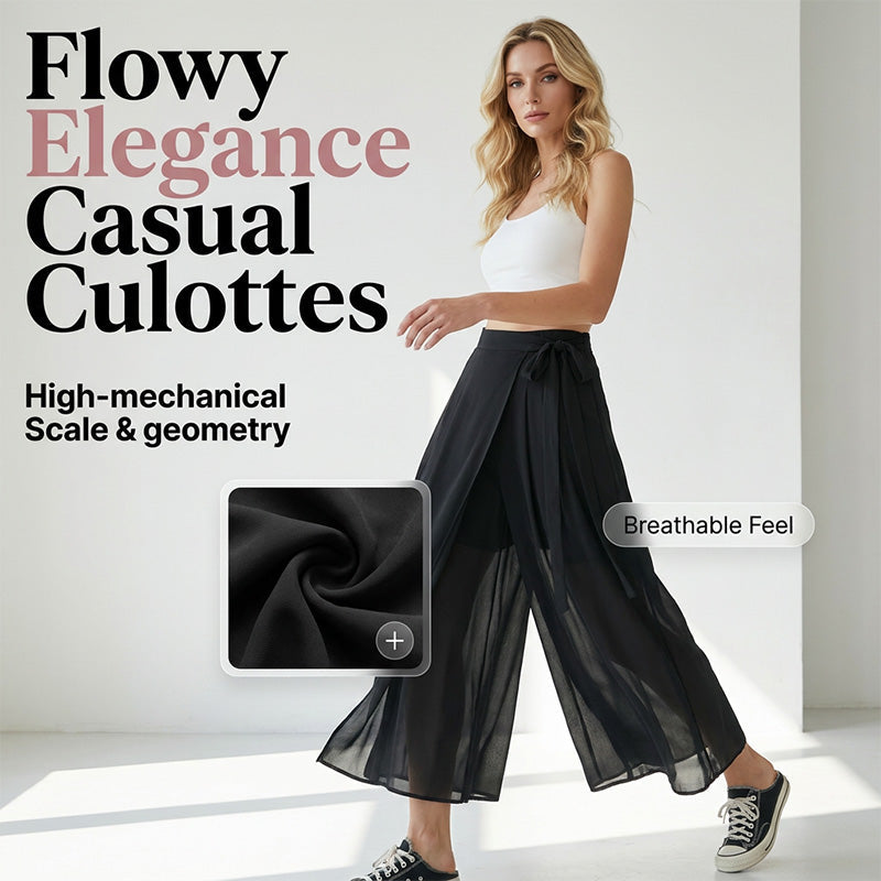 Culotte décontractée unie à taille nouée