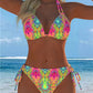 Ensemble Maillot de Bain 2 Pièces Col Halter à Imprimé Coloré