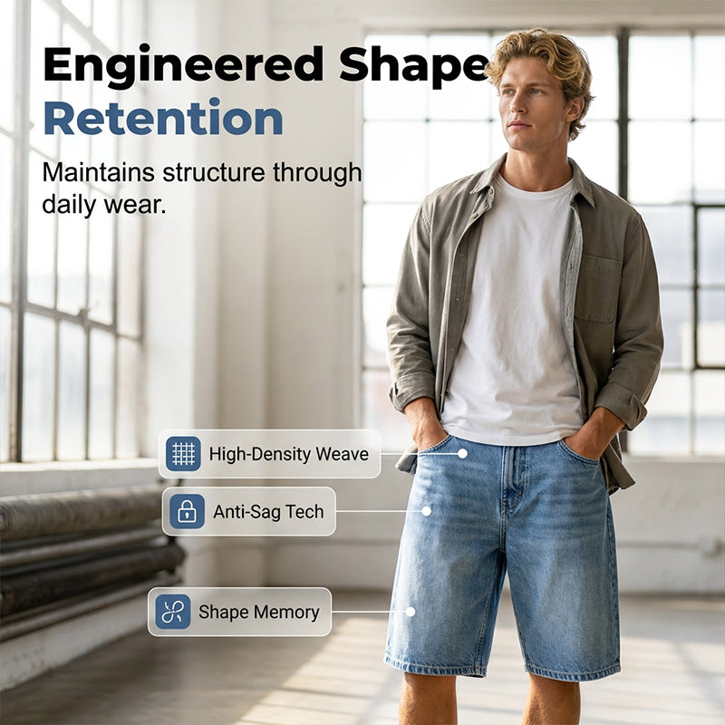 Short en jean décontracté pour homme, à jambes larges