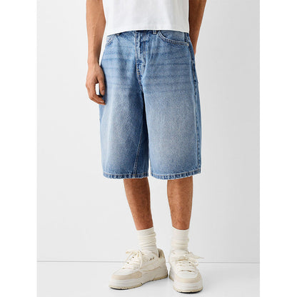 Short en jean décontracté pour homme, à jambes larges