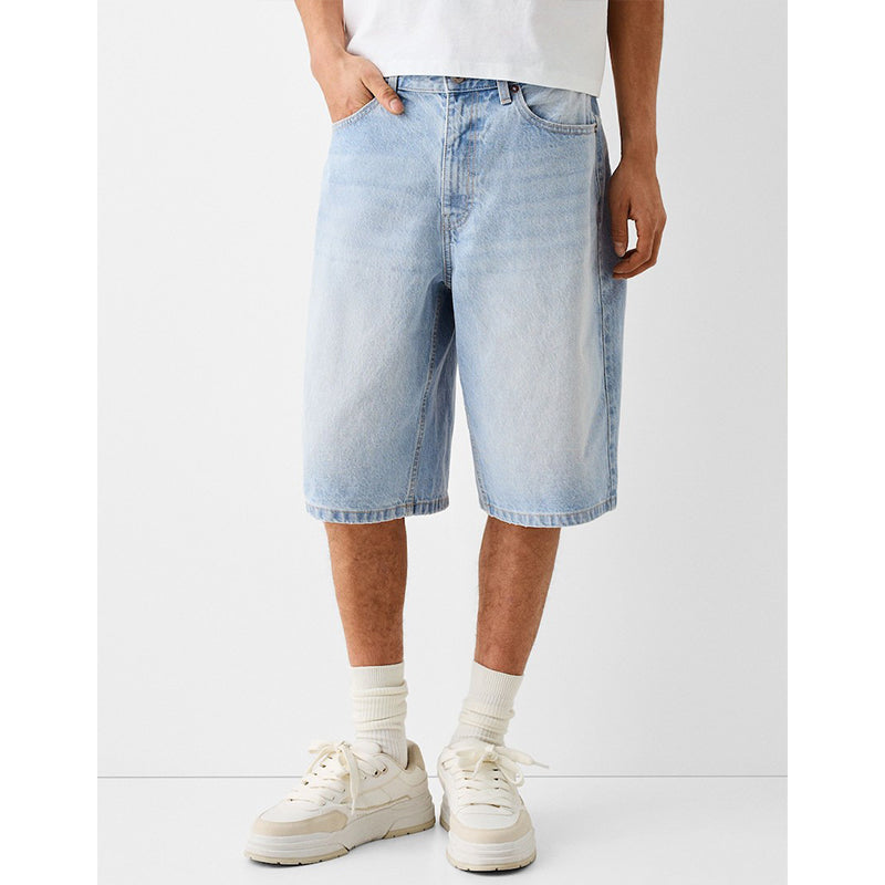 Short en jean décontracté pour homme, à jambes larges