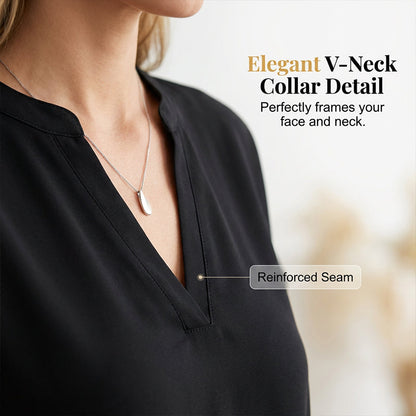 🌸Haut décontracté à manches courtes et col en V pour femme✅ Lightweight & Elegant | Chic du Jour au Soir ✨