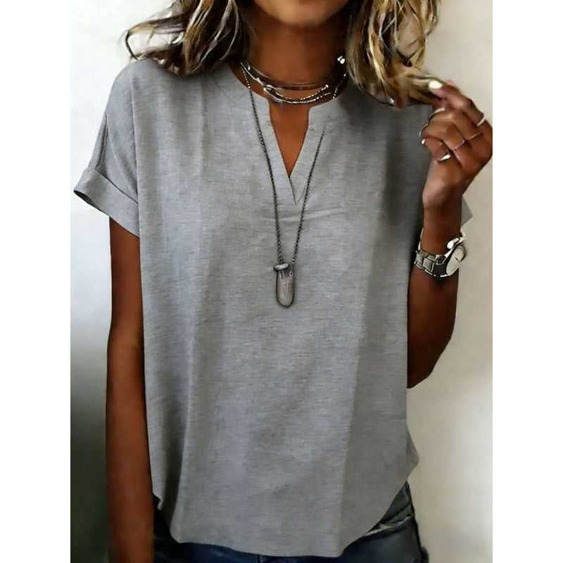 🌸Haut décontracté à manches courtes et col en V pour femme✅ Lightweight & Elegant | Chic du Jour au Soir ✨