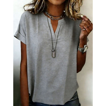 🌸Haut décontracté à manches courtes et col en V pour femme✅ Lightweight & Elegant | Chic du Jour au Soir ✨