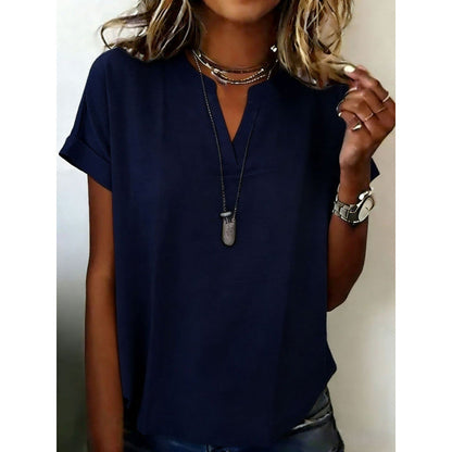 🌸Haut décontracté à manches courtes et col en V pour femme✅ Lightweight & Elegant | Chic du Jour au Soir ✨