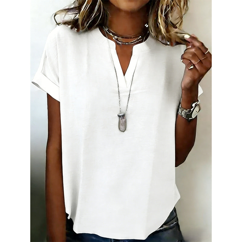 🌸Haut décontracté à manches courtes et col en V pour femme✅ Lightweight & Elegant | Chic du Jour au Soir ✨