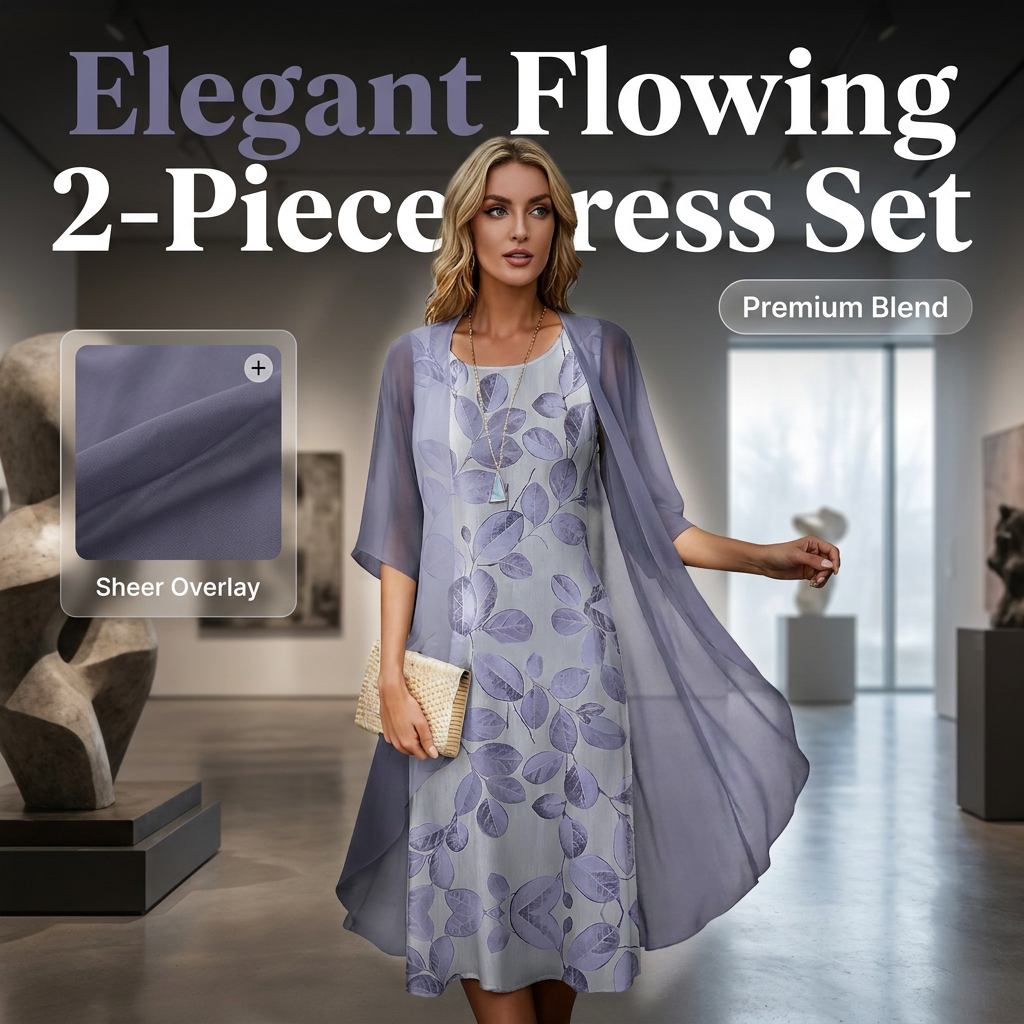 Ensemble femme 2 pièces : robe imprimée et cardigan
