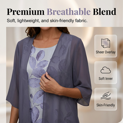 Ensemble femme 2 pièces : robe imprimée et cardigan