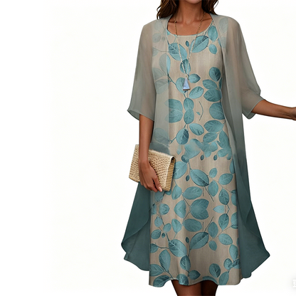 Ensemble femme 2 pièces : robe imprimée et cardigan