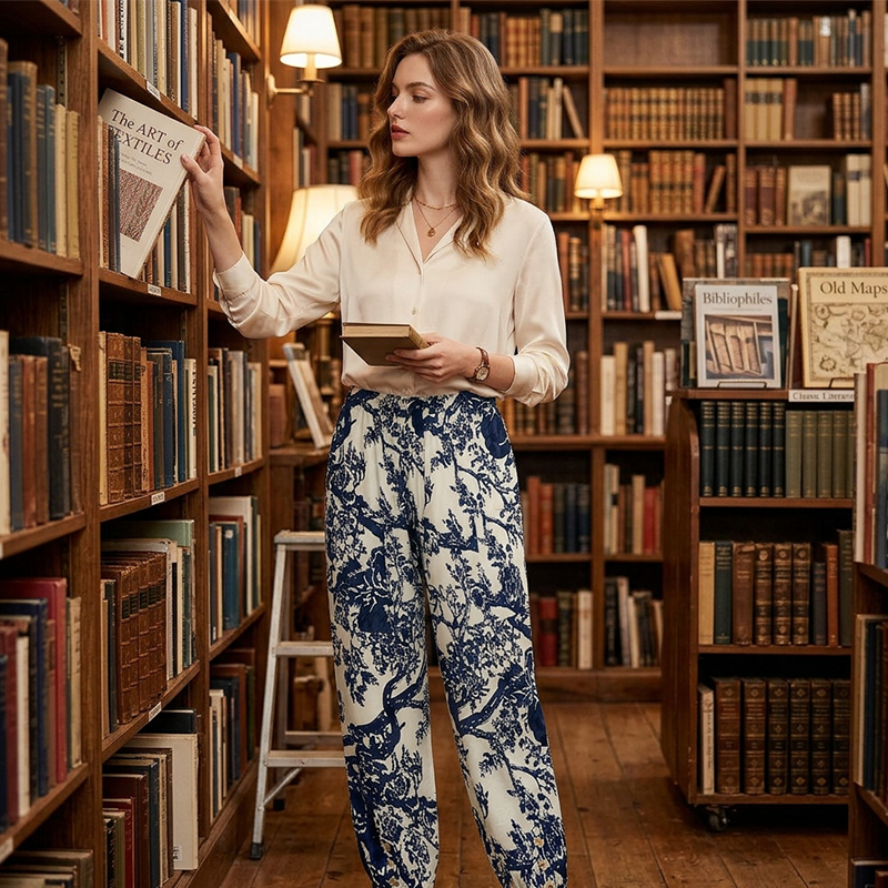 Pantalon de jogging à fleurs taille haute - style vintage