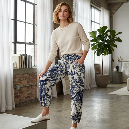 Pantalon de jogging à fleurs taille haute - style vintage