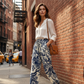 Pantalon de jogging à fleurs taille haute - style vintage