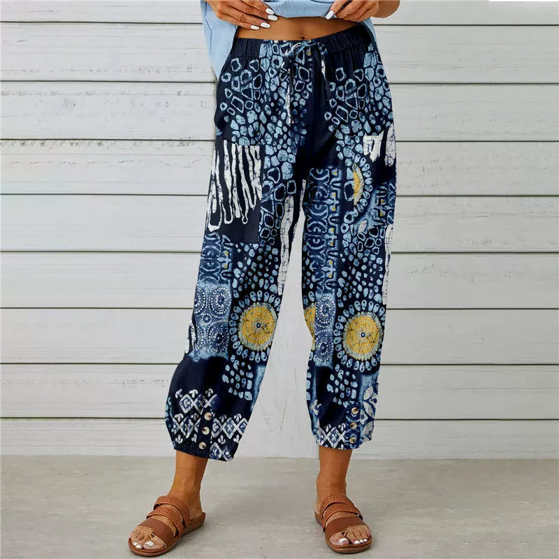 Pantalon de jogging à fleurs taille haute - style vintage