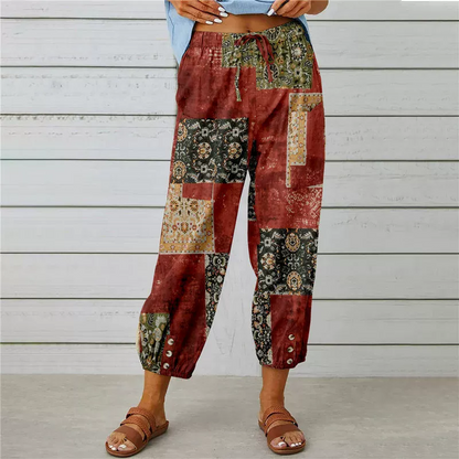 Pantalon de jogging à fleurs taille haute - style vintage