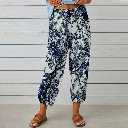 Pantalon de jogging à fleurs taille haute - style vintage