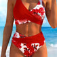 🌺👙 Ensemble bikini à taille haute à motifs floraux – Mise en valeur et effet amincissant, style vacances tout en douceur✨✅