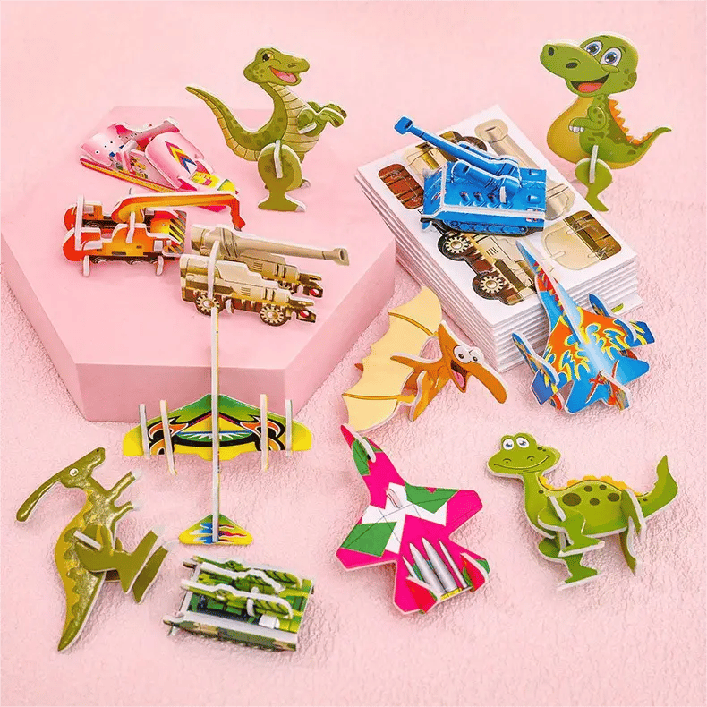 🦖 50 % DE RÉDUCTION ! 🧩 PUZZLE 3D ÉDUCATIF - Coffret de 50 pièces Dinosaures aux couleurs vives, développe la créativité et la pensée spatiale dès 4 ans 🎨✨