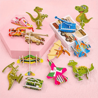 🦖 50 % DE RÉDUCTION ! 🧩 PUZZLE 3D ÉDUCATIF - Coffret de 50 pièces Dinosaures aux couleurs vives, développe la créativité et la pensée spatiale dès 4 ans 🎨✨