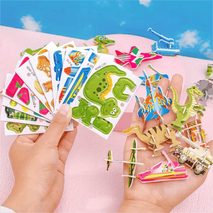🦖 50 % DE RÉDUCTION ! 🧩 PUZZLE 3D ÉDUCATIF - Coffret de 50 pièces Dinosaures aux couleurs vives, développe la créativité et la pensée spatiale dès 4 ans 🎨✨