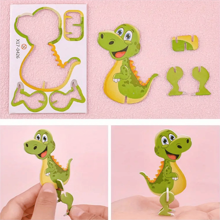 🦖 50 % DE RÉDUCTION ! 🧩 PUZZLE 3D ÉDUCATIF - Coffret de 50 pièces Dinosaures aux couleurs vives, développe la créativité et la pensée spatiale dès 4 ans 🎨✨